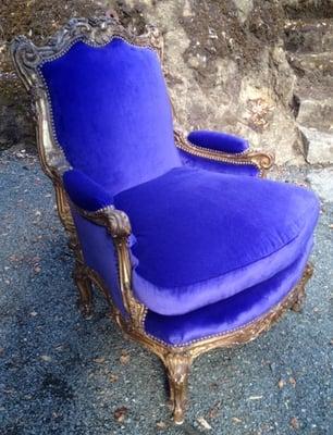 Victorian chair reupholstered in a luxurious velvet