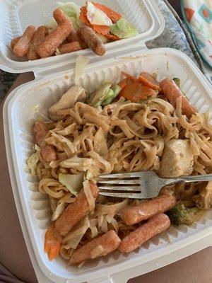 Peanut butter noodles with nuked carrots