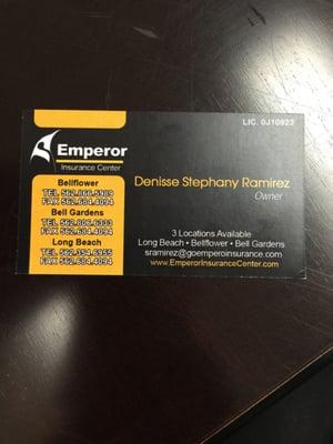 Denisse Ramirez business card. She'll take good care of you