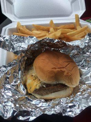 Cheeseburger with chili and slaw.