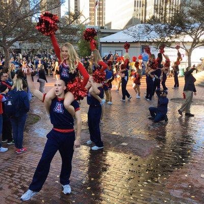 University of Arizona Cheerleaders at the 2017 Foster Farms Bowl Pep Rally in San Francisco. Go Wildcats!