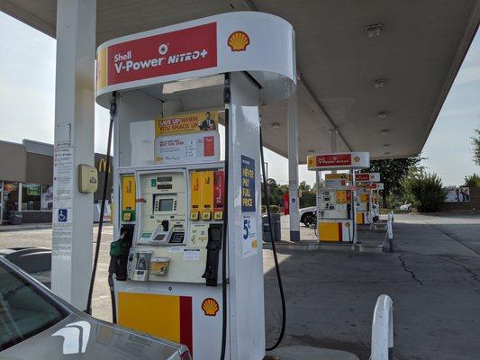 Pump 8. This Shell gas station on Westchester has eight pumps.