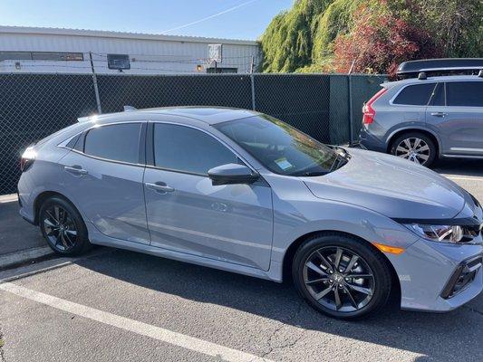 5% tint on rear windshield and rear passenger windows and 50% tint on front doors.