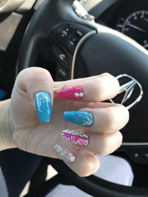 Love my nails. Thanks to the ladies at Magic Nails. They were very patient with me, and did a great job.