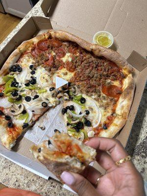 half Meat Lovers Pizza half Vegetarian (12inch)