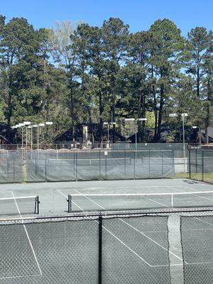 Clay tennis court facility.