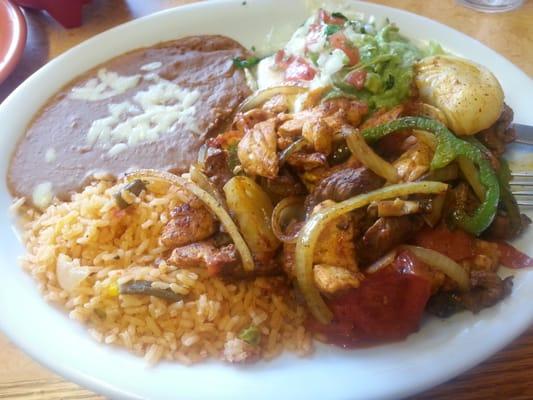 Lunch portion of fajitas... Fabulous!   Fresh salsa is sensational!!!