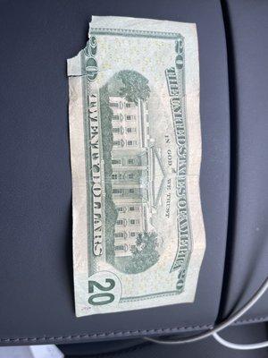 This is the $20 bill Faeza refused. I took this same $20 bill across the street & they took my money with no problem whatsoever.