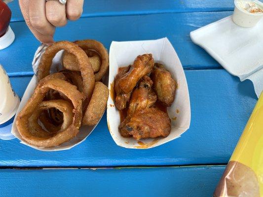 Onion rings and wings.