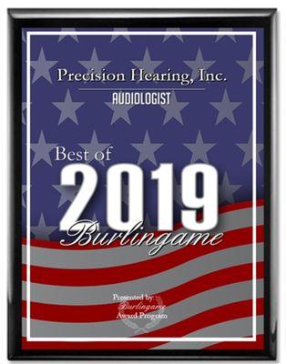 Precision Hearing, Inc was awarded the 2019 Best of Burlingame: Audiologist. What a great honor and wonderful surprise!