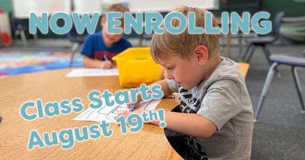 Preschool classes begin on August 19th!