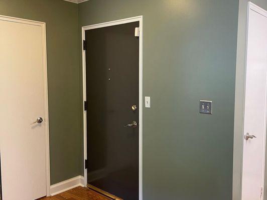 A high-gloss door can add a sophisticated touch of color to your home.