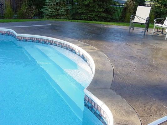 Stamped concrete pool deck