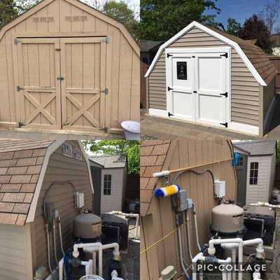 Shed upgrade - new vinyl siding with Azek trim