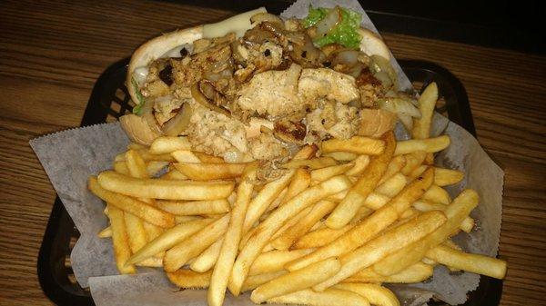 Chicken cheesesteak with fries