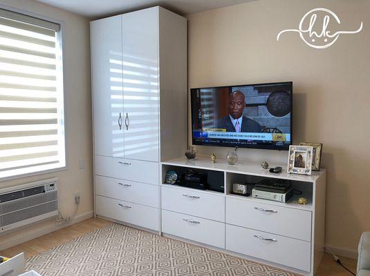 Custom made Acrylic TV unit.
Arctic white with european Blum hardware and drawers.