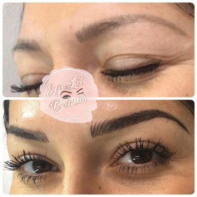 Example of Microblading and manual shading over another artist's previous work.