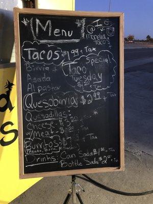 The menu