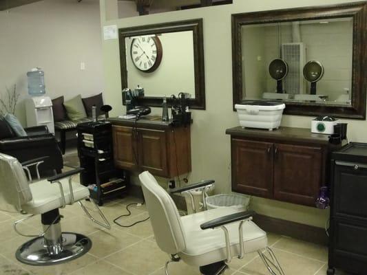 2 of the 4 hair styling stations