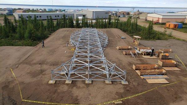 A MultiPoint Foundation that will support a daycare center in Deline, NWT Canada. The shape of a fish.