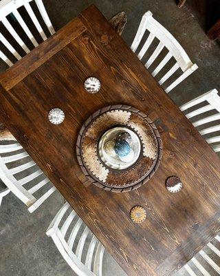 6' Whitewash Dark stain table