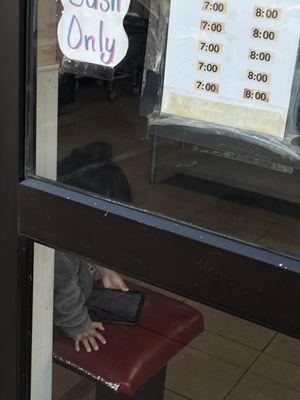 A little girl following from the main entrance and the side entrance waving her little fingers at me.