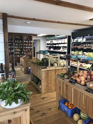 Organized display of all the fresh produce and products they sell.