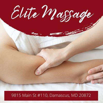 Welcome to Elite Massage
 9815 Main St #110, Damascus, MD 20872
 Call us at 301-401-1667