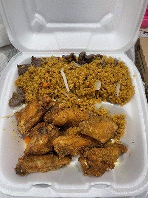 Lemon pepper wings and beef fried rice