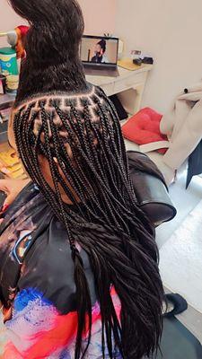 The knotless braids process