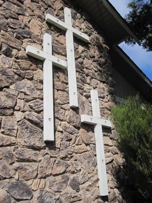 Crosses in the front of the church building