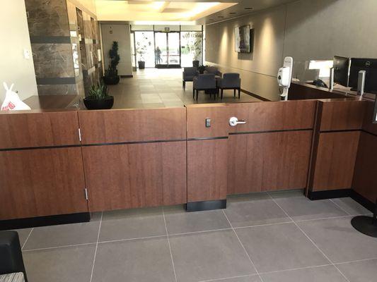 Credit union corporate lobby access gates.