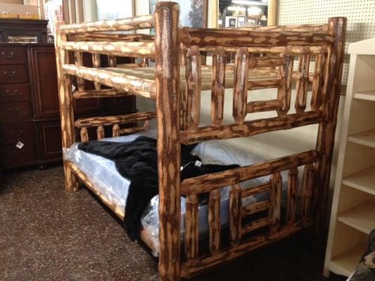 Full over Full Log Bunk Bed