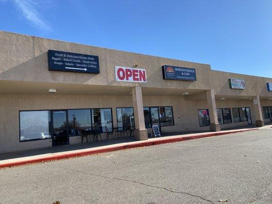 The store front. There is plenty of parking and outdoor seating.