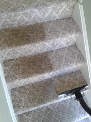 These steps were heavily soiled but the customer was happy to see her carpet revitalized again.