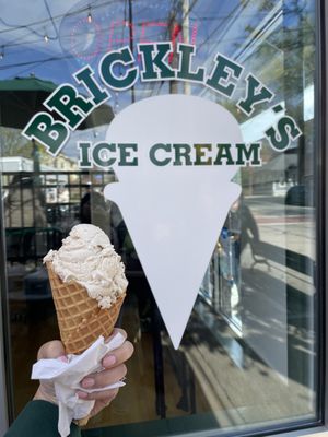 Maple Walnut ice cream in waffle cone