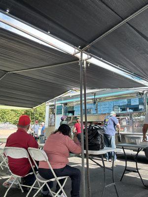 This Food Truck has been at this Swapmeet a long time, the food is ok but their chairs and tables are not clean and/or well taken care off.