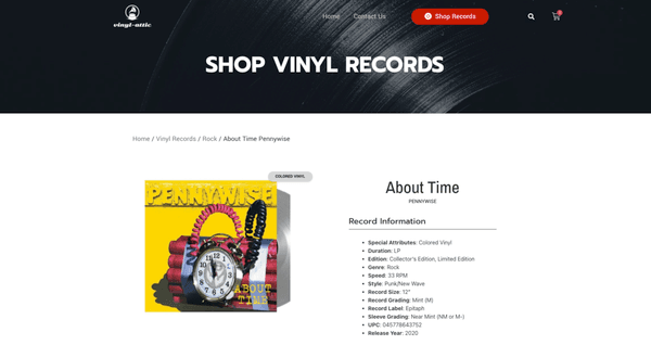 eCommerce Store website design and development for local record store