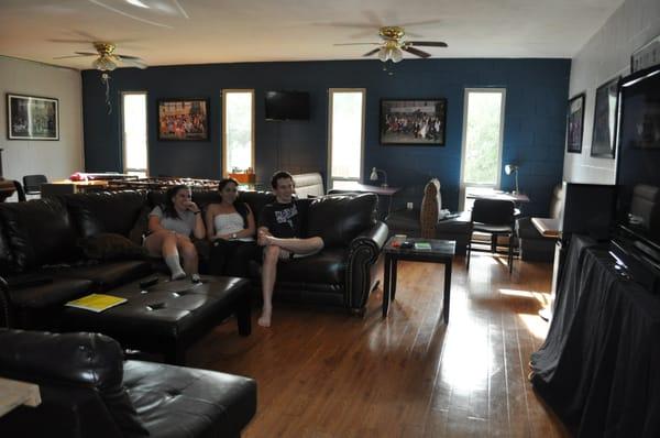 The Recroom where residents can enjoy each others company and have fun watching TV, playing games, and hanging out.