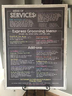 Our Service Menu at Dogs by Design Pet Salon