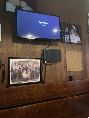 Individual televisions at each booth