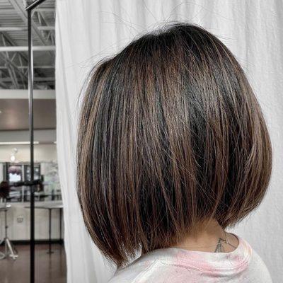 Mushroom brown balayage & bob haircut by Melanie Mansour Vibe Hair Bar