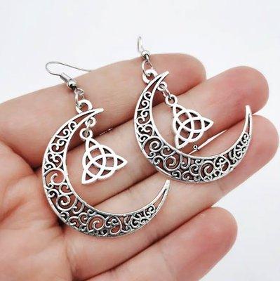 Crescent Moon & Triquetra Earrings