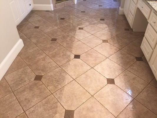 Half and half of a Tile & Grout cleaning.