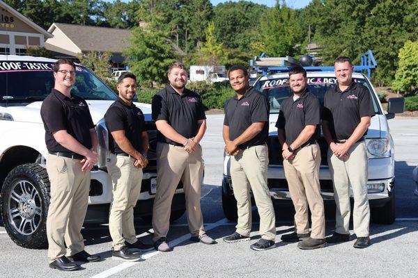 Some of our Roof-Tastic Project Consultants! (Brady Warren, Ariel De La Trinidad, Davin Jones, Chase Reinert, Cameron Hayes, John Canning.)