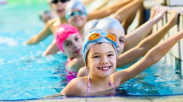 Happy swimmers