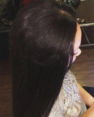 Natural middle part leave out install Straight Hair