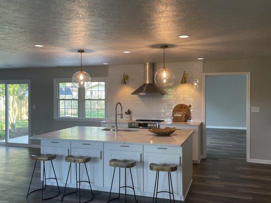 Kitchen area of a complete rehab project with structural rebuild and modifcations, including all systems.