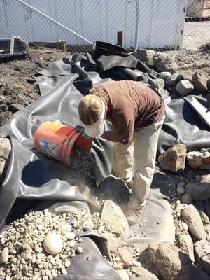 Installing a pond at a class held by Wyatt Irrigation, Santa Rosa, Ca