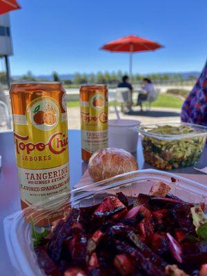 Beet salad on the outdoor patio of the cafe